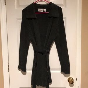 Rubbed texture belted sweater